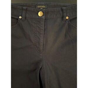 ESCADA Bootcut Jeans Womens US‎ 10 Black Mid-Rise Stretch Denim Gold Hardware